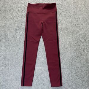 FIGS Leggings Womens Medium Burgundy &‎ Black Stripe Performance Underscrub